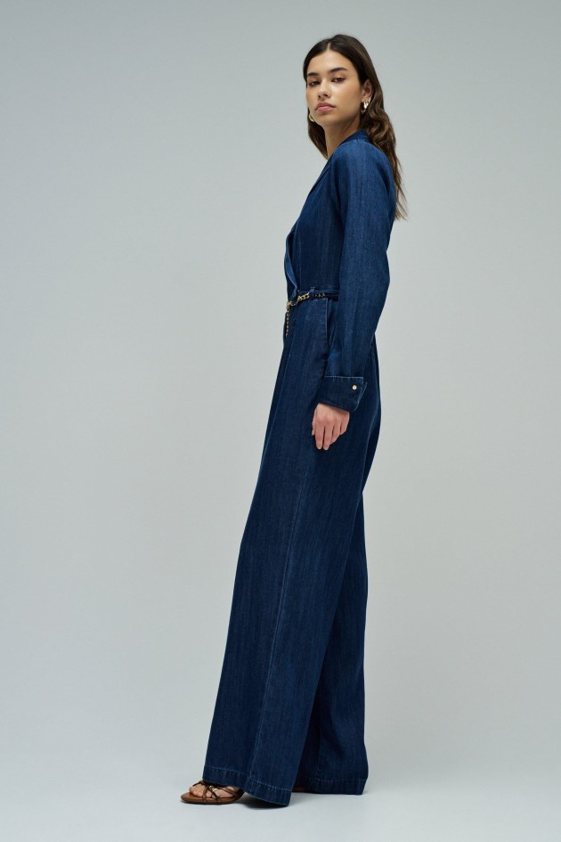 LIGHTDENIM JUMPSUIT WITH WIDE LEG
