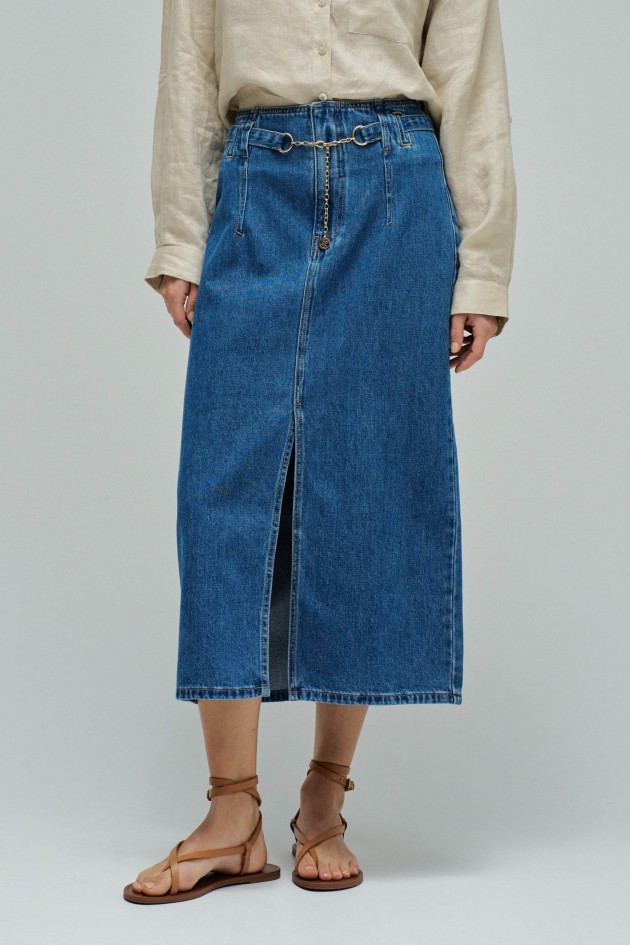FALDA MIDI EN DENIM