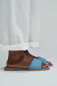 DENIM SANDALS WITH BRANDING
