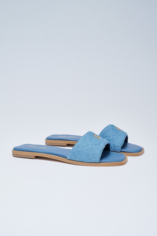 DENIM SANDALS WITH BRANDING
