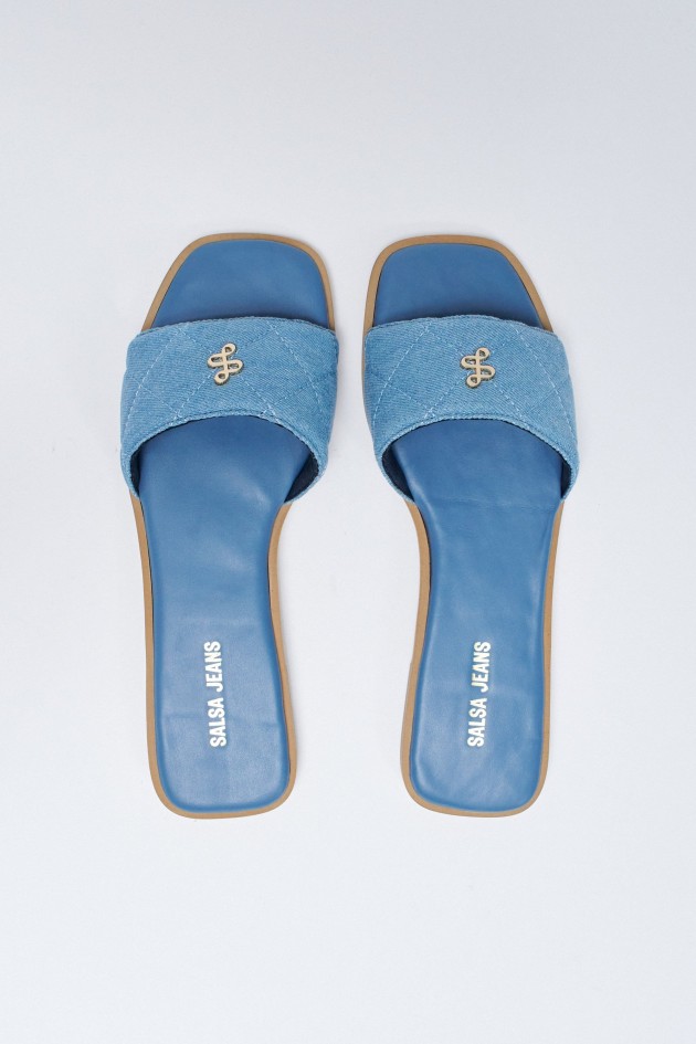 DENIM SANDALS WITH BRANDING