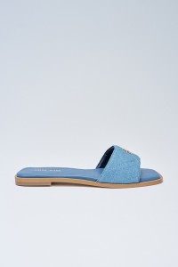 DENIM SANDALEN MET MERKOPDRUK