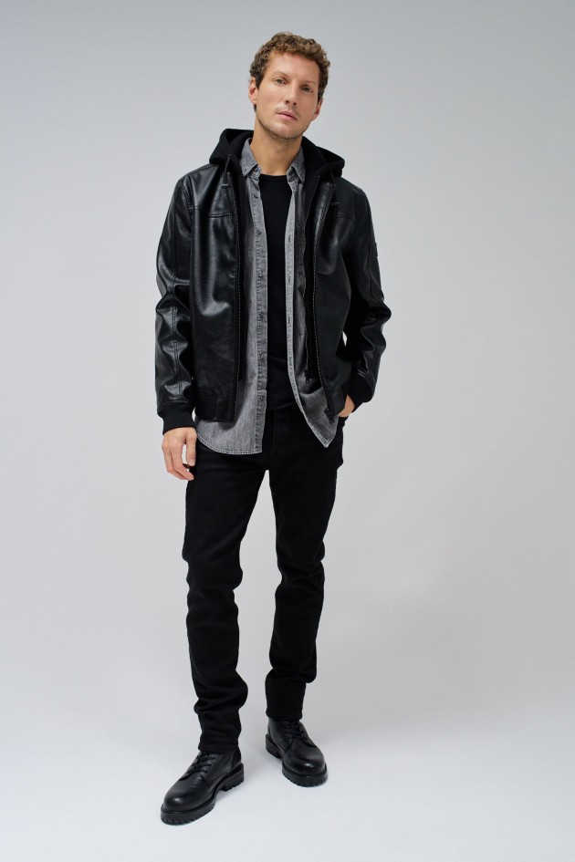 CHAQUETA BOMBER EFECTO PIEL