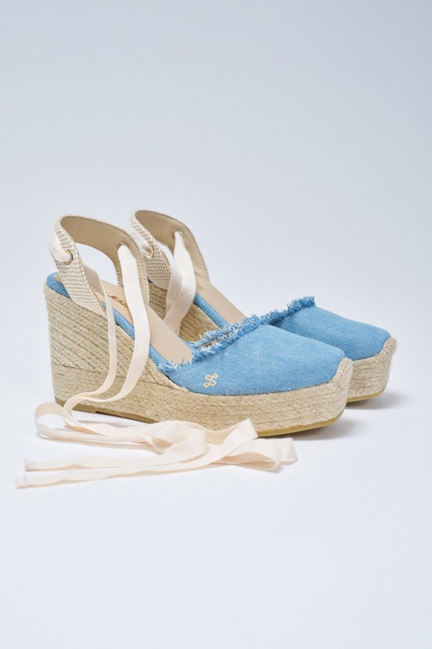 ALPERCATAS AVEC TALON EN WEDGE EN DENIM
