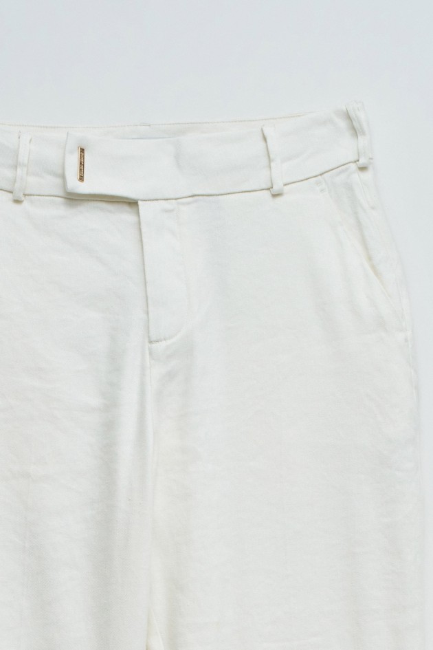 CHINO FLARE TROUSERS WITH LINEN