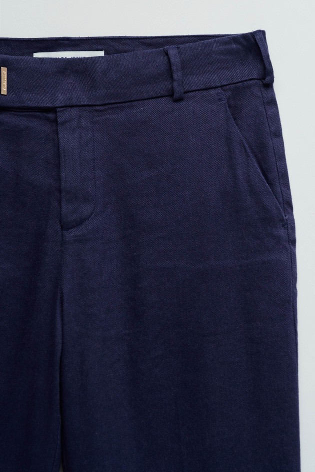 CHINO FLARE TROUSERS WITH LINEN