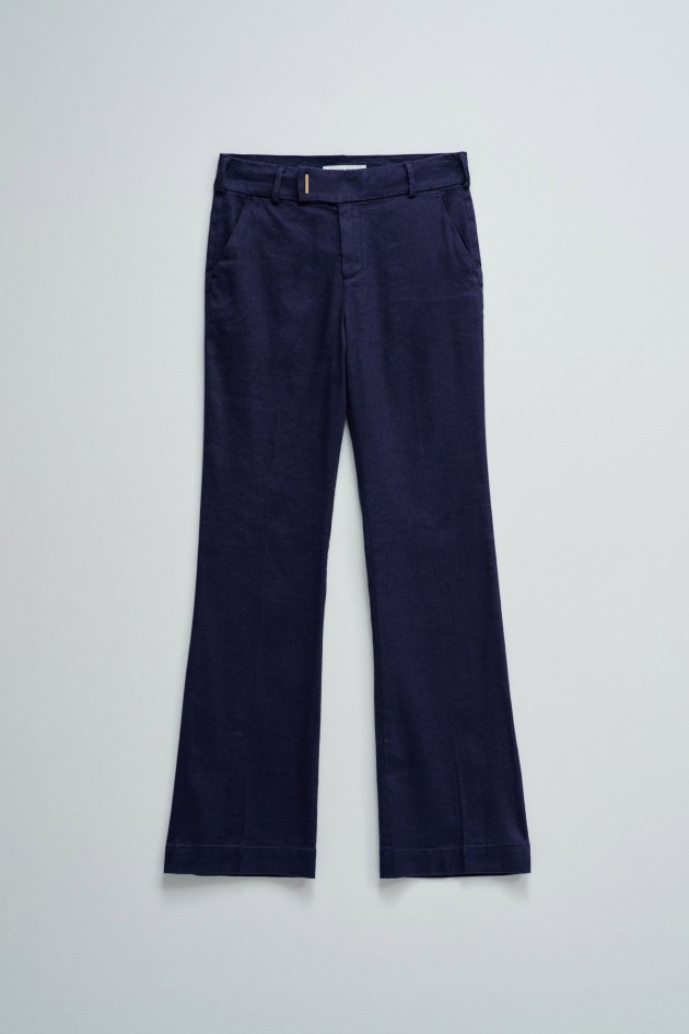 CHINO FLARE TROUSERS WITH LINEN
