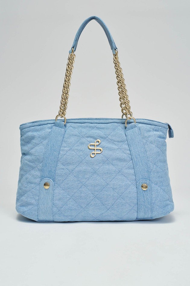 PADDED DENIM TOTE BAG