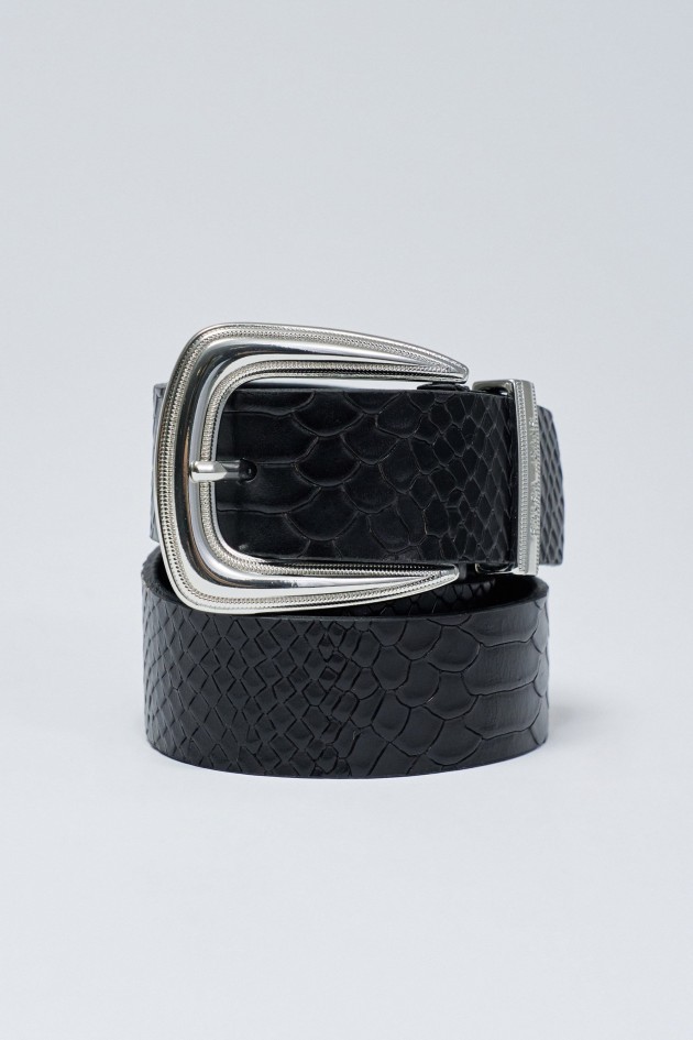 LEATHER BELT CROCODILE EFFECT