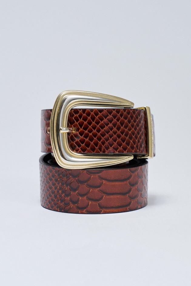 LEATHER BELT CROCODILE EFFECT