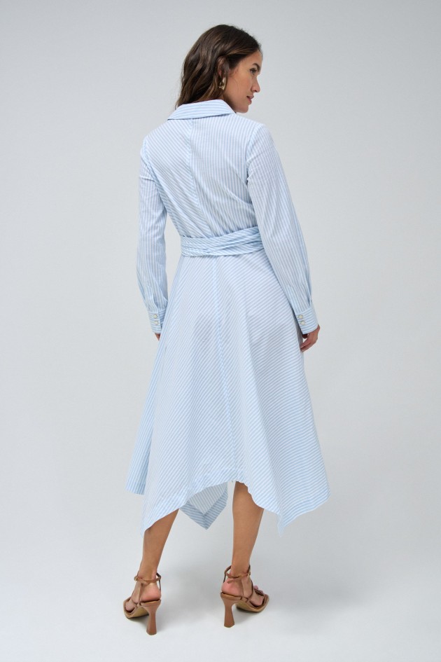 ROBE MIDI ASYMÉTRIQUE À RAYURES