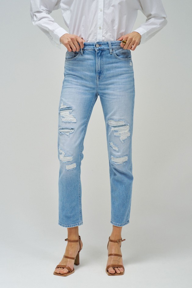 JEANS TRUE CROPPED SLIM WITH RIPS