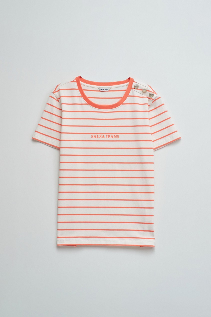GESTREIFTES T-SHIRT MIT BRANDING