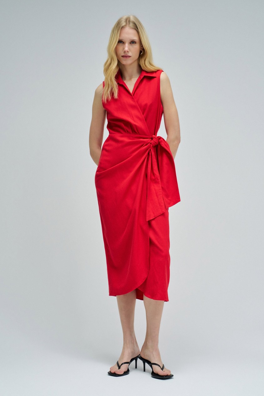 MIDI-KLEID AUS LEINEN