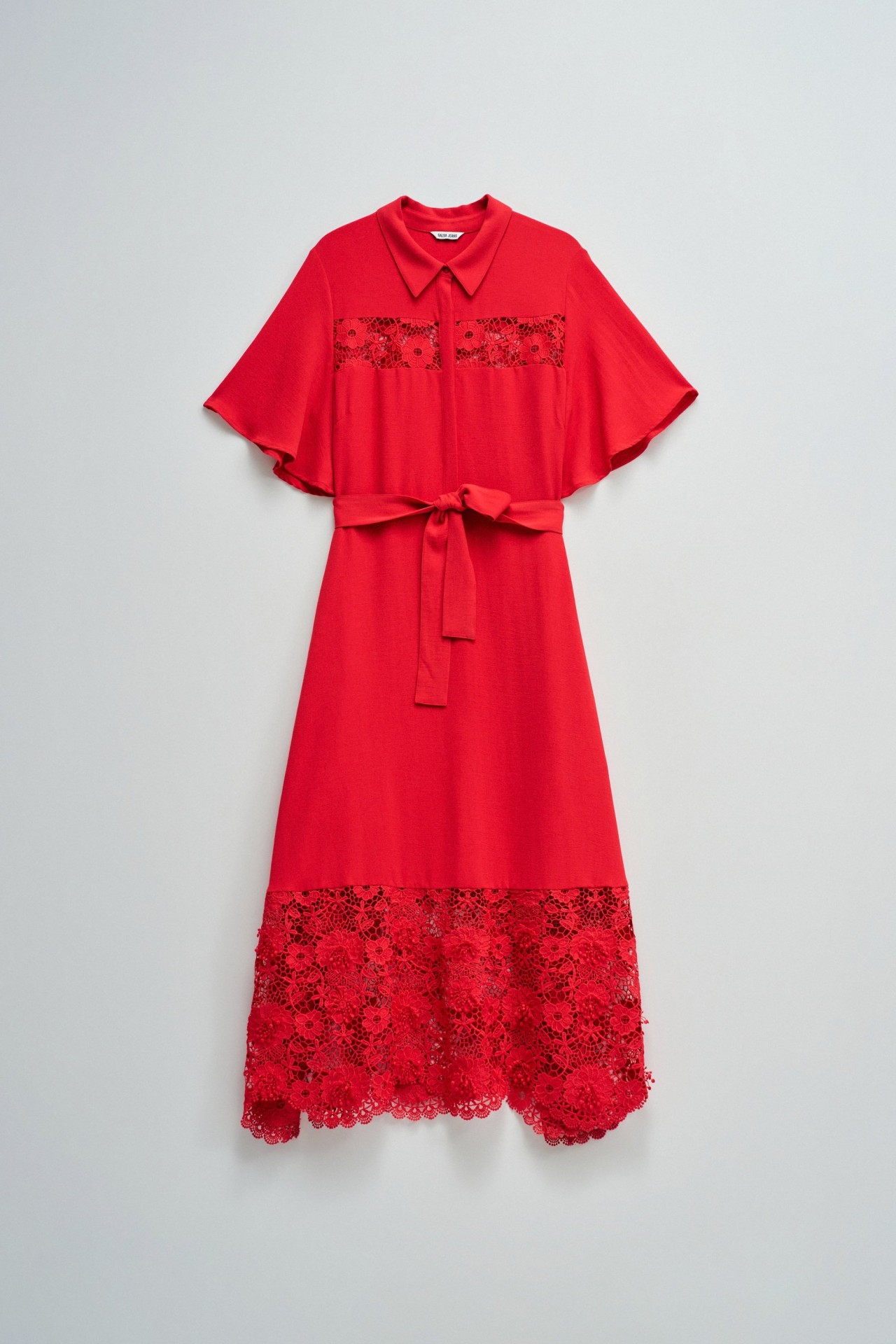 VESTIDO CAMISEIRO MIDI COM RENDA