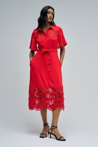 VESTIDO CAMISEIRO MIDI COM RENDA