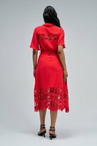 VESTIDO CAMISEIRO MIDI COM RENDA