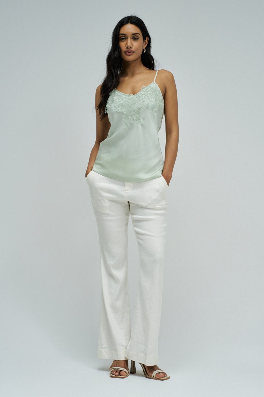 SATIN TOP WITH LACE