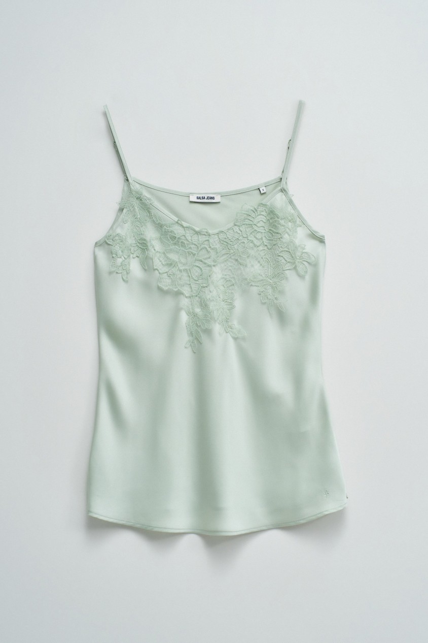 SATIN TOP WITH LACE