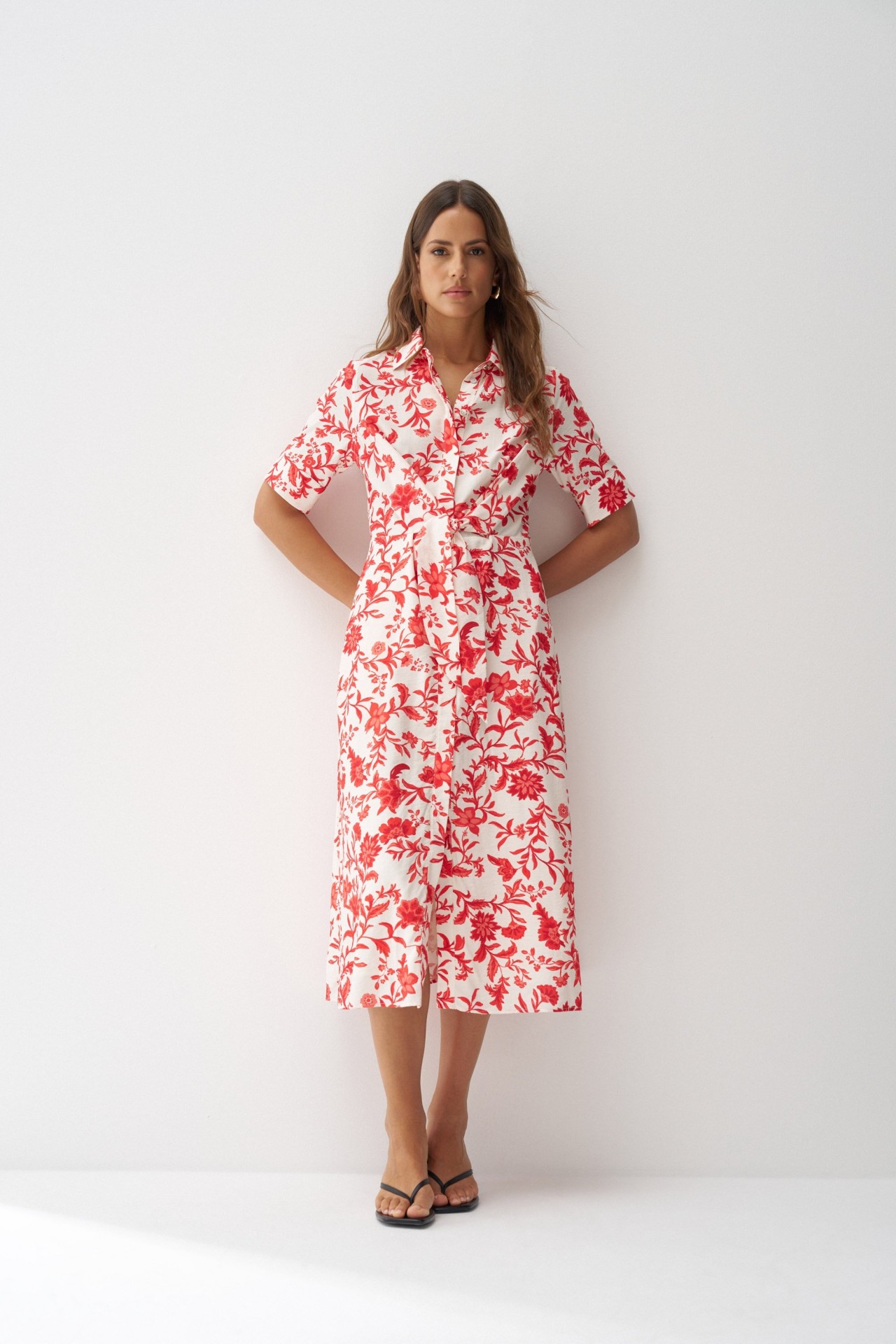 SHIRT DRESS WITH FLORAL PATTERN