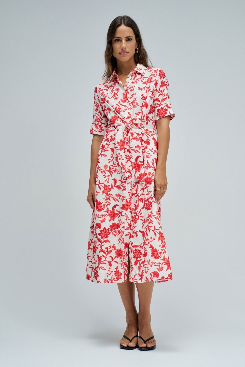 VESTIDO CAMISEIRO CON PATR�N FLORAL