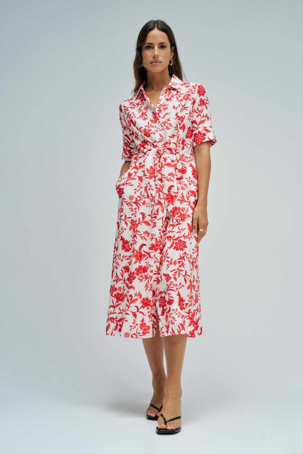 SHIRT DRESS WITH FLORAL PATTERN