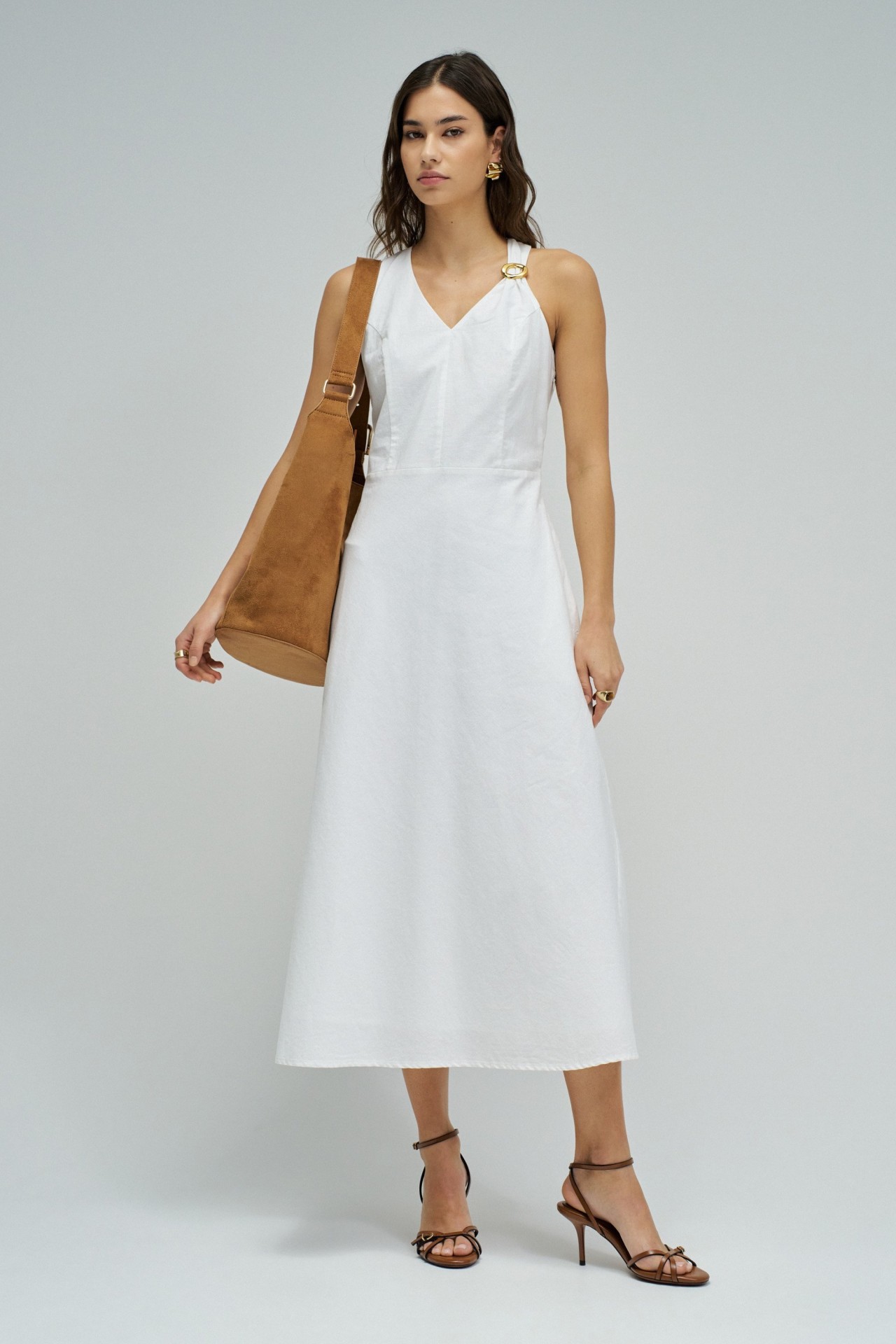 MIDI-KLEID AUS LEINEN