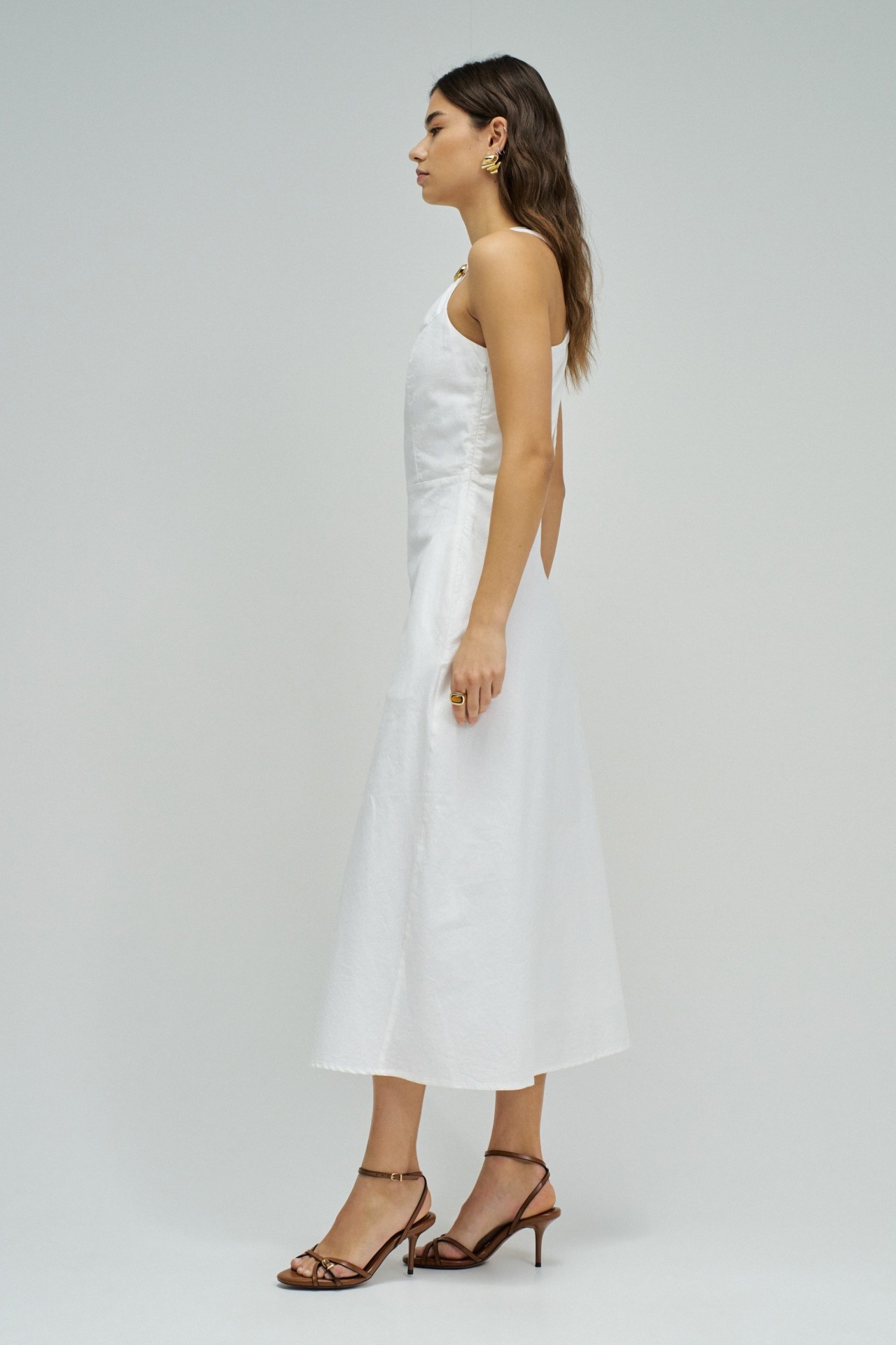 MIDI-KLEID AUS LEINEN