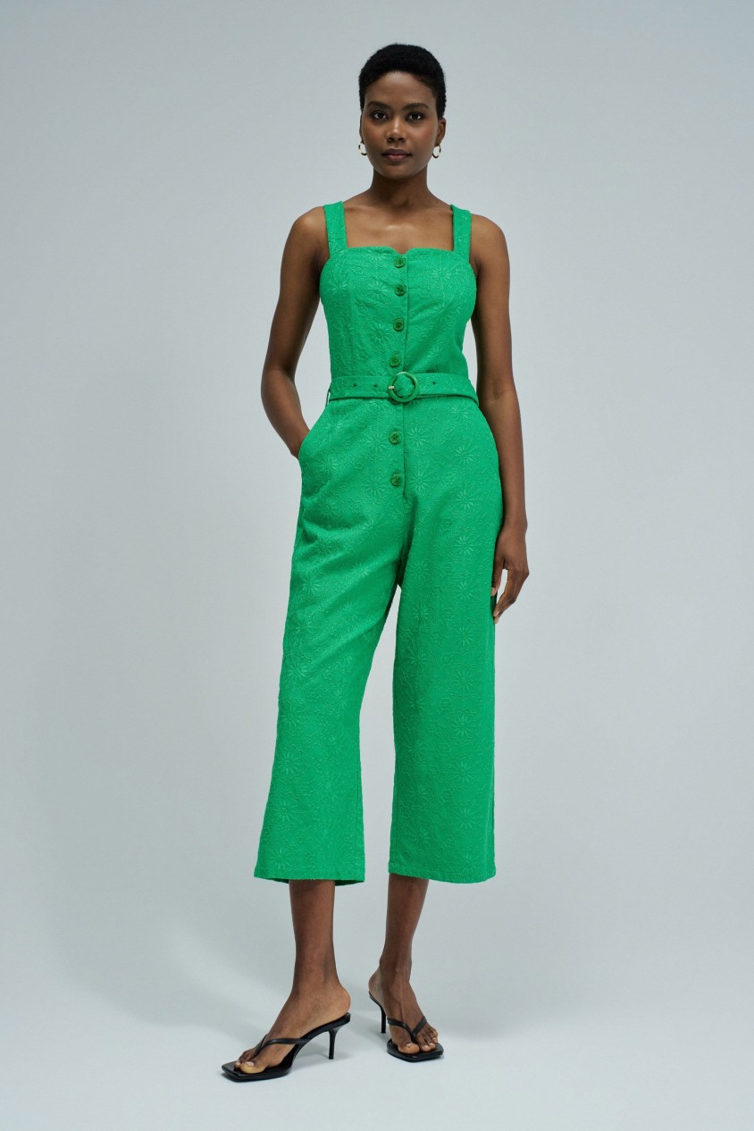 EMBROIDERED JUMPSUIT WITH LINEN