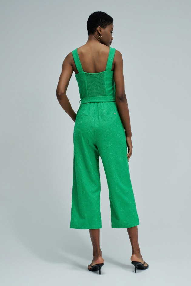 EMBROIDERED JUMPSUIT WITH LINEN