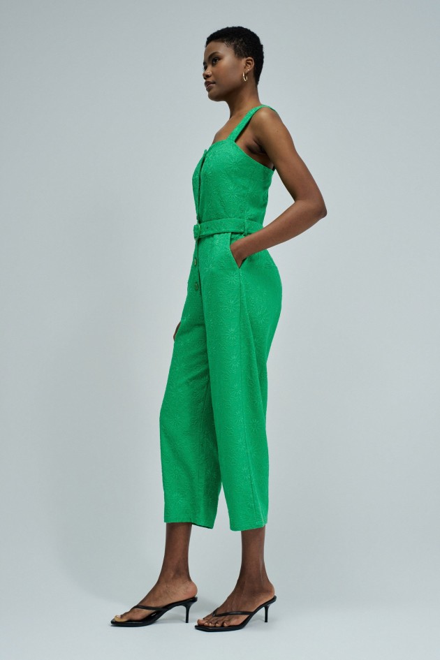 EMBROIDERED JUMPSUIT WITH LINEN