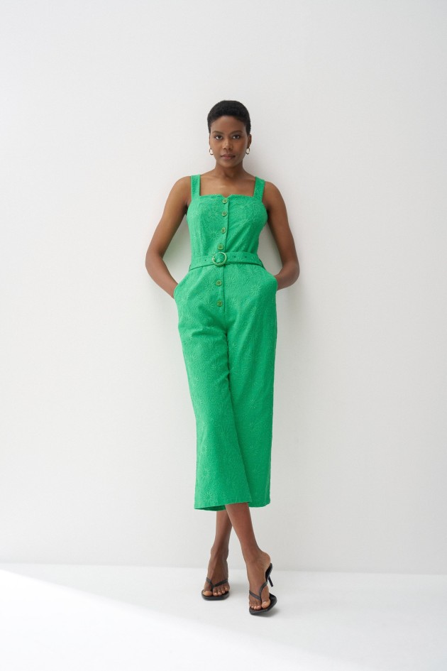 EMBROIDERED JUMPSUIT WITH LINEN