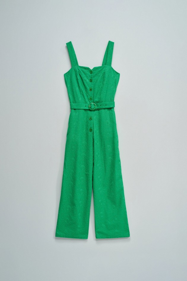 EMBROIDERED JUMPSUIT WITH LINEN