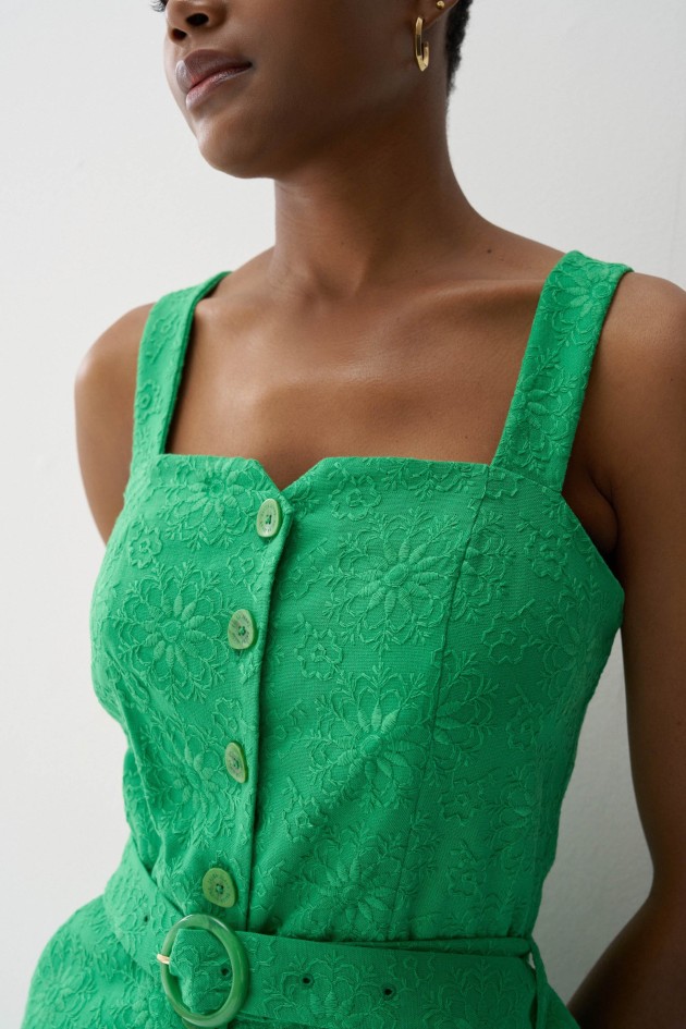 EMBROIDERED JUMPSUIT WITH LINEN