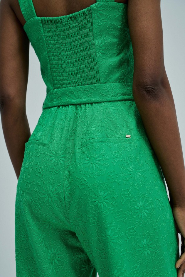 EMBROIDERED JUMPSUIT WITH LINEN
