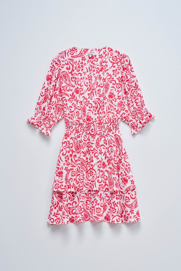 VESTIDO CURTO COM PADRÃO FLORAL