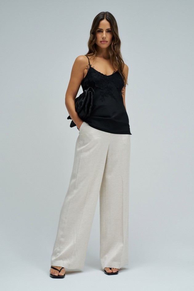 SATIN TOP WITH LACE