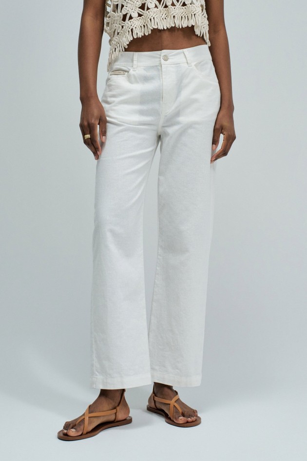 STRAIGHT TROUSERS WITH LINEN