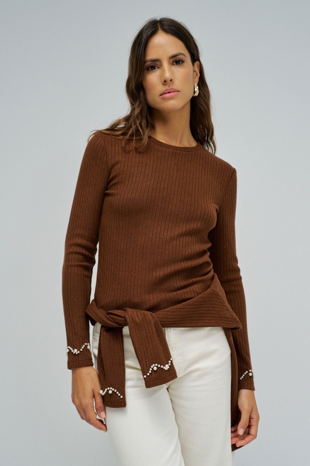 CAMISOLA DE MALHA CANELADA