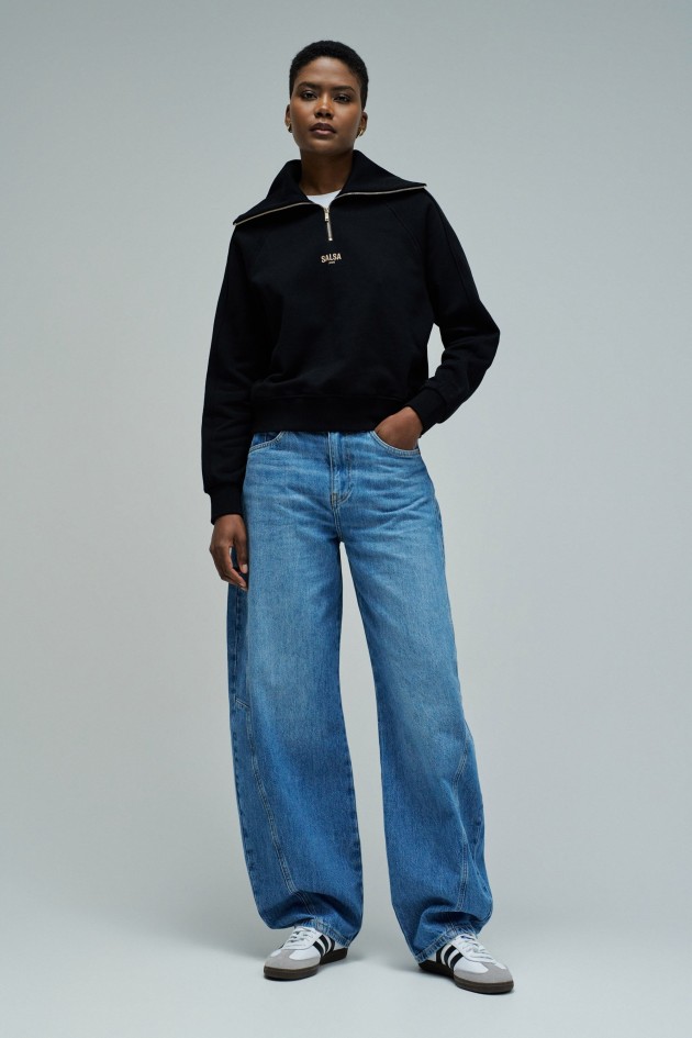 SWEATSHIRT MET HALVE RITS