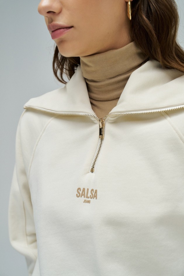 SWEATSHIRT MET HALVE RITS