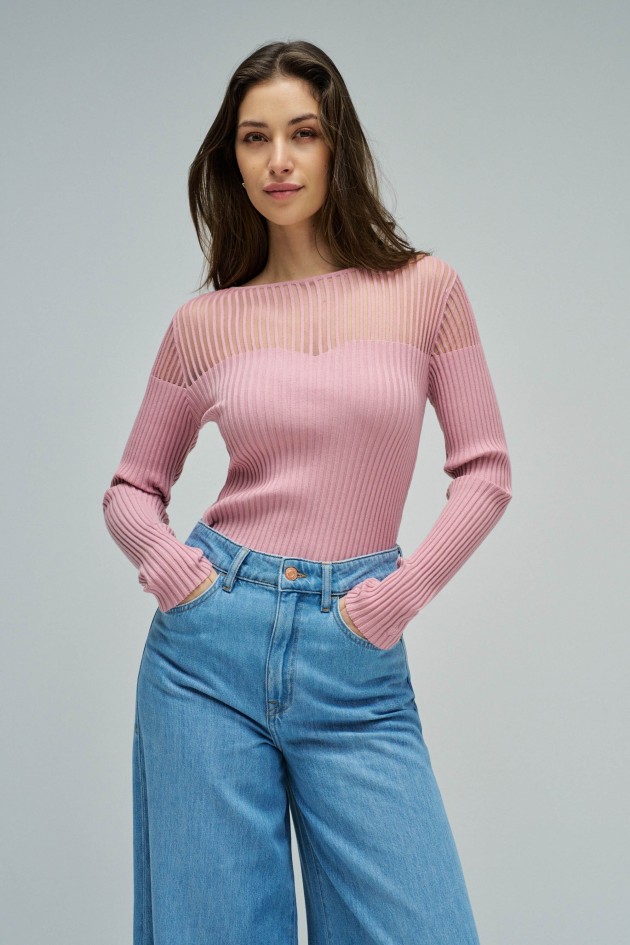 RIBBED JUMPER WITH TRANSPARENCY