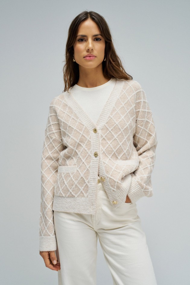 CARDIGAN COM JACQUARD E LUREX