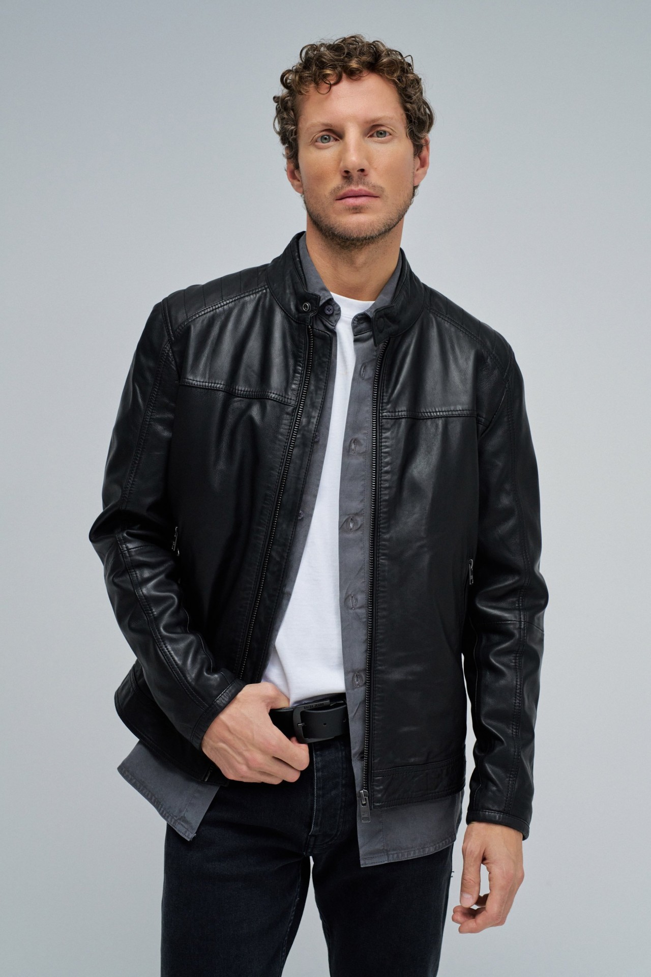 BLOUSON BIKER EN CUIR