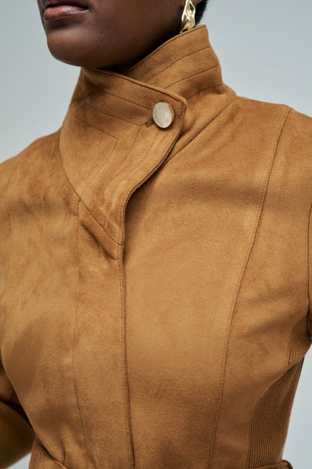 SUEDE EFFECT JACKET WITH BELT