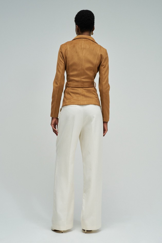 SUEDE EFFECT JACKET WITH BELT
