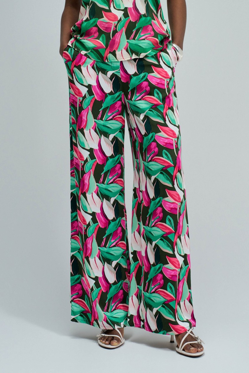 REGULAR FIT TROUSERS WITH FLORAL PATTERN