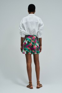 SKORT MET PATROON EN LINNEN