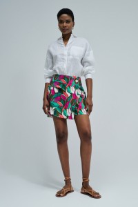 SKORT MET PATROON EN LINNEN