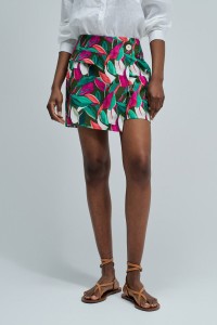 SKORT MET PATROON EN LINNEN